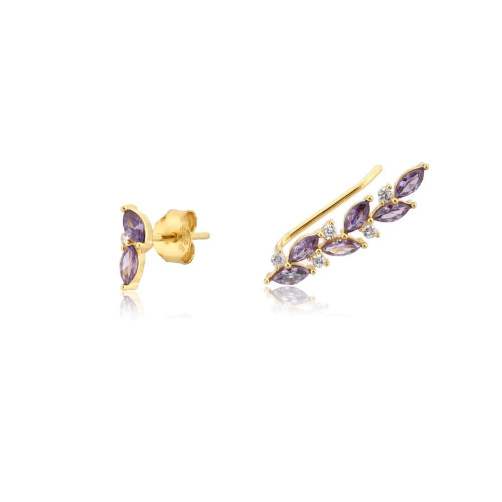 melomelo Purple / Gold Nature Leaf Climber & Stud