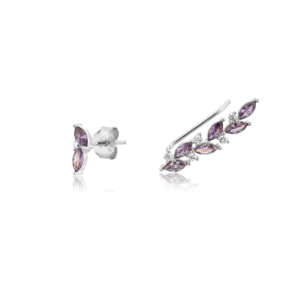melomelo Purple / Silver Nature Leaf Climber & Stud