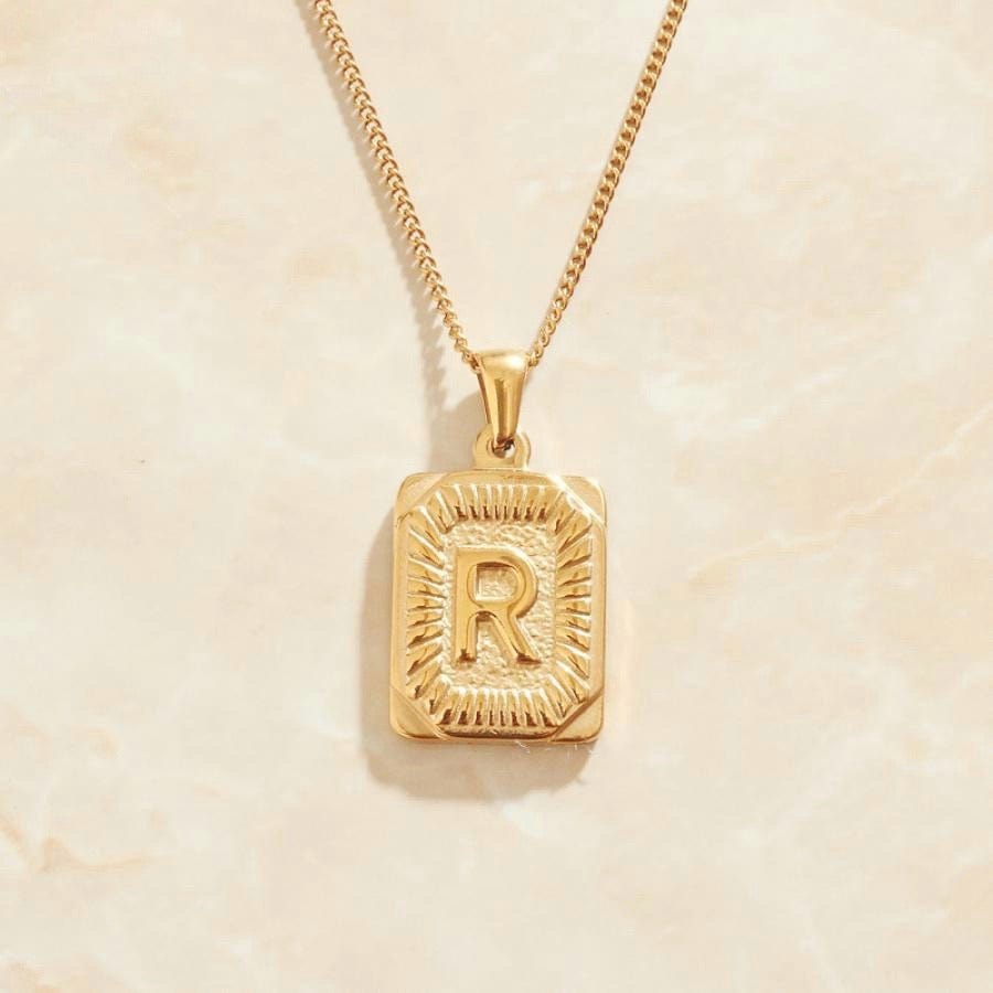melomelo R Valentin - Initial Letter A-Z Pendant Necklaces