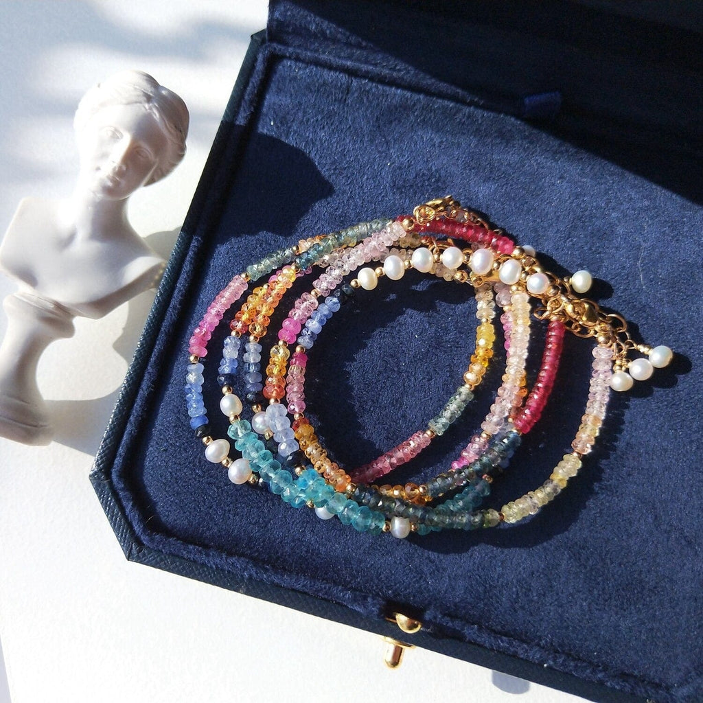 melomelo Rainbow Sapphire & Pearl Bracelets
