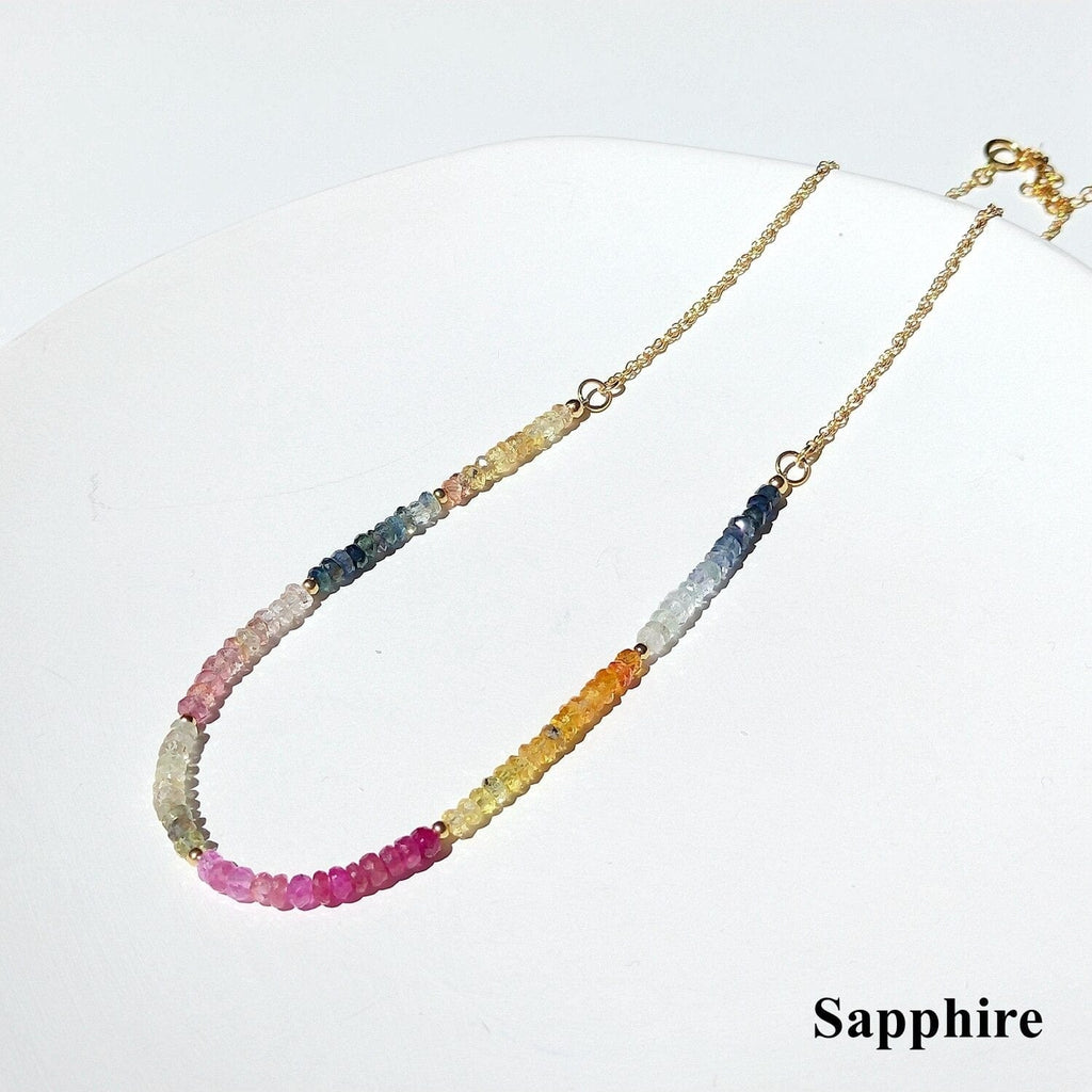 melomelo Rainbow Sapphire Sapphire / Ruby Ombre Gemstone Necklace