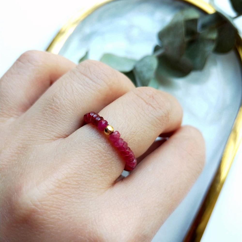 melomelo Raw Red Ruby Gemstone Ring Band