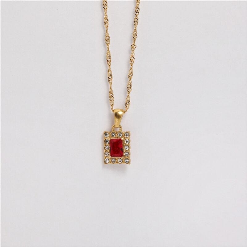 melomelo Red Asia - Crystal Drop Pendant Necklaces in different Colours