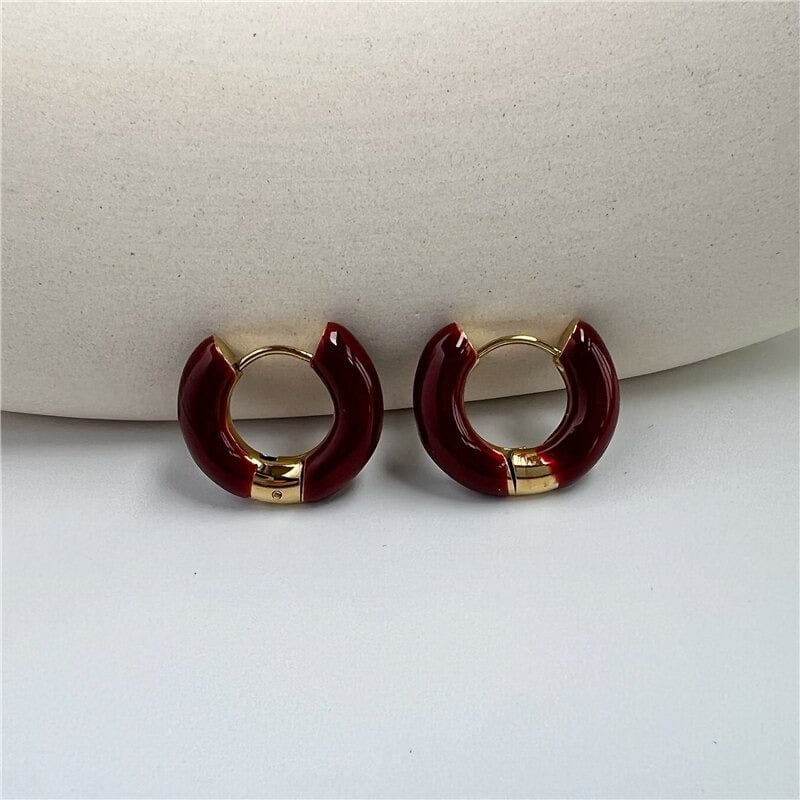 melomelo Red Doris - Enamel Glaze Nugget Hoops