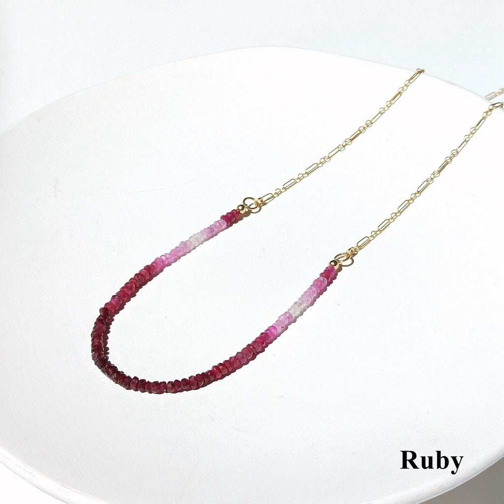 melomelo Red Ruby Sapphire / Ruby Ombre Gemstone Necklace