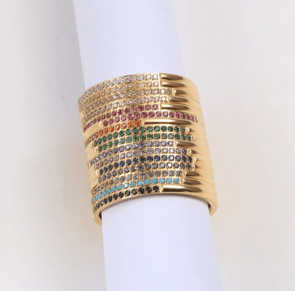 melomelo Rimini - Dainty Multi-Colour Gold Stacking Rings