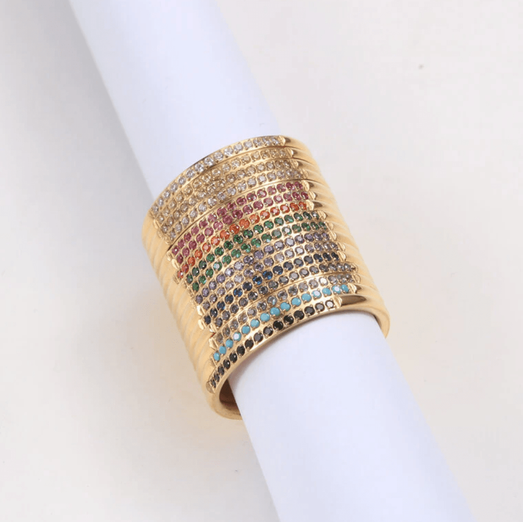 melomelo Rimini - Dainty Multi-Colour Gold Stacking Rings