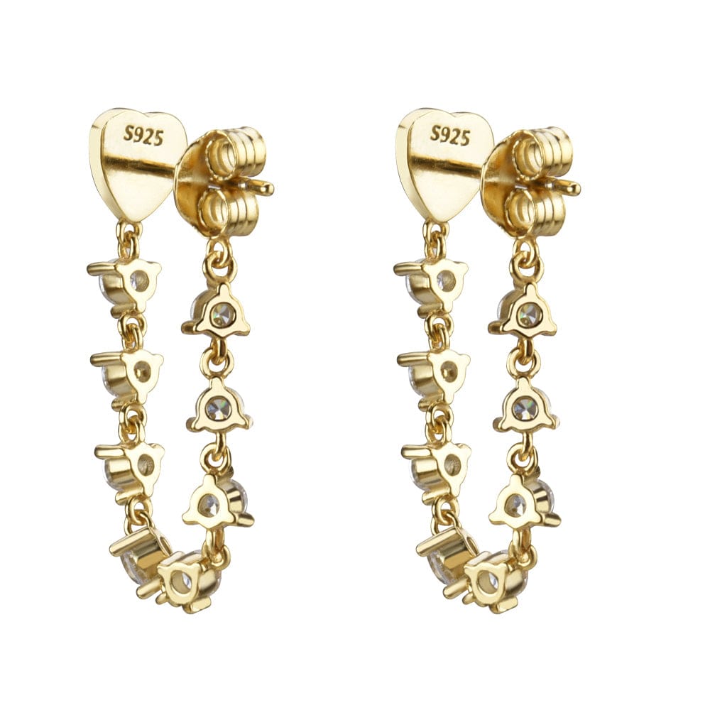 melomelo Romochka - Emaille Heart & Pearl Tassel Chain Stud Earrings