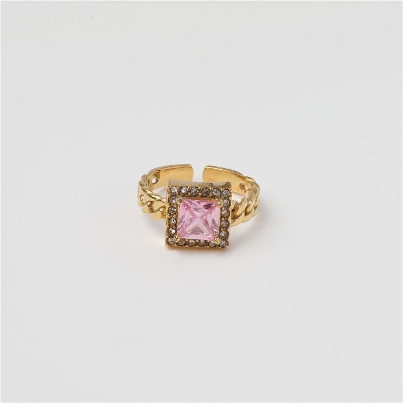 melomelo Rose Orion - Open Square Knotted Crystal Rings