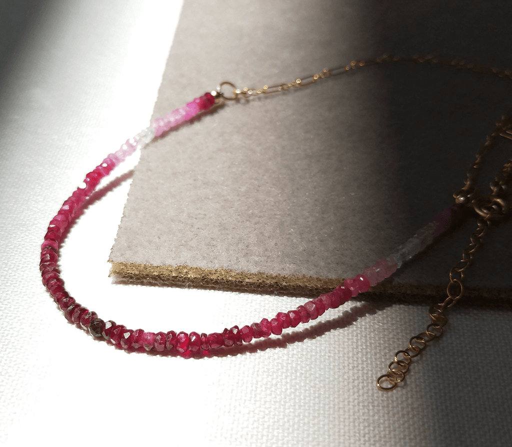 melomelo Sapphire / Ruby Ombre Gemstone Necklace