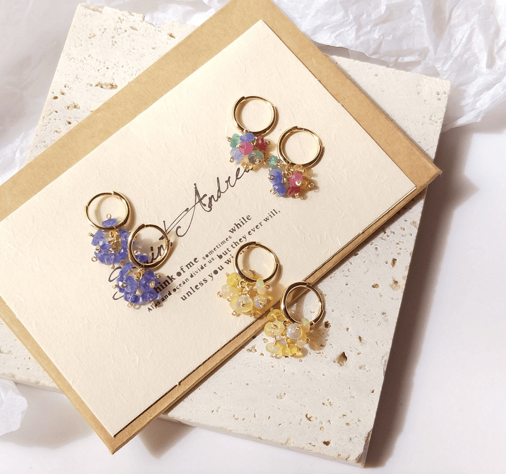 melomelo Semi-Precious Gemstone Cluster Earrings | Wedding