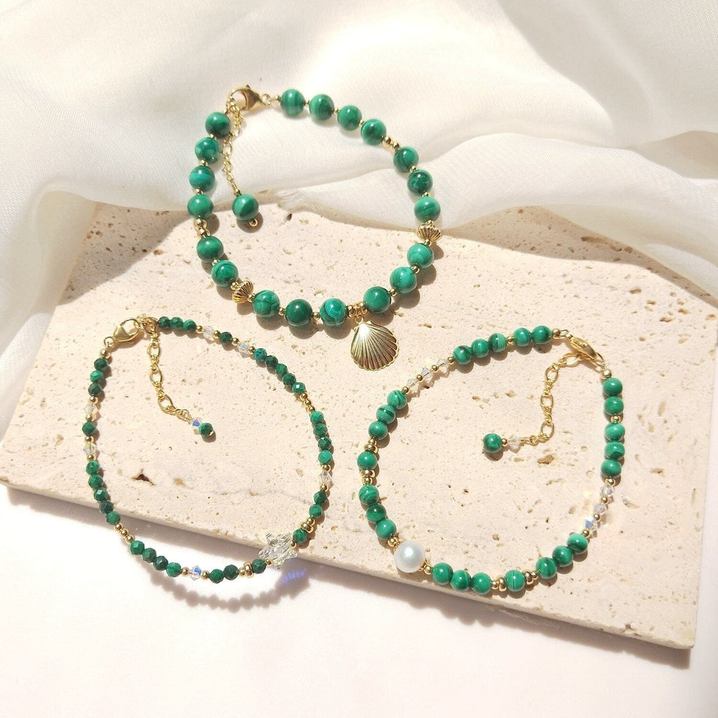 melomelo Set of 3 Stacking Malachite Bracelets