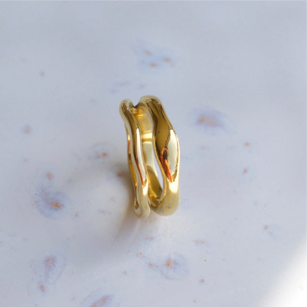 melomelo Shantina - Double Layer Wave Gold Stacking Ring