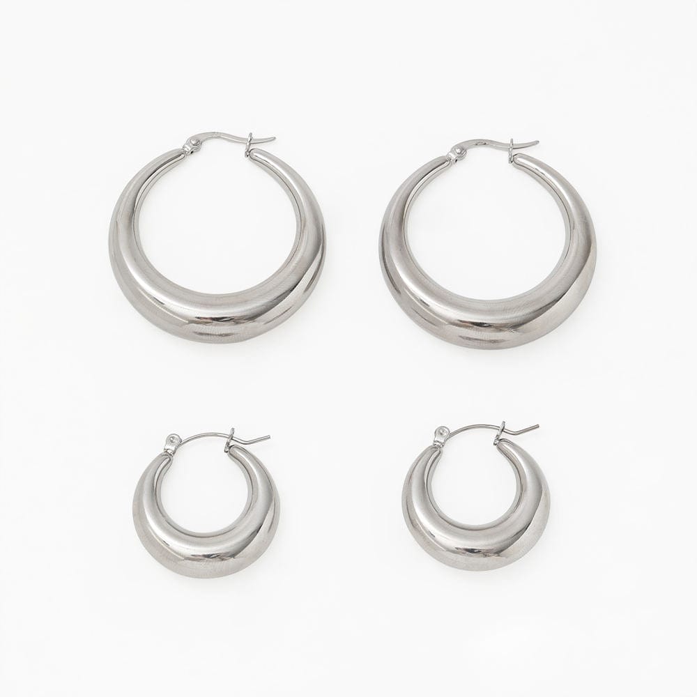 melomelo Silver / 25mm Timothy - Polished Hoop Earrings 25mm, 40mm