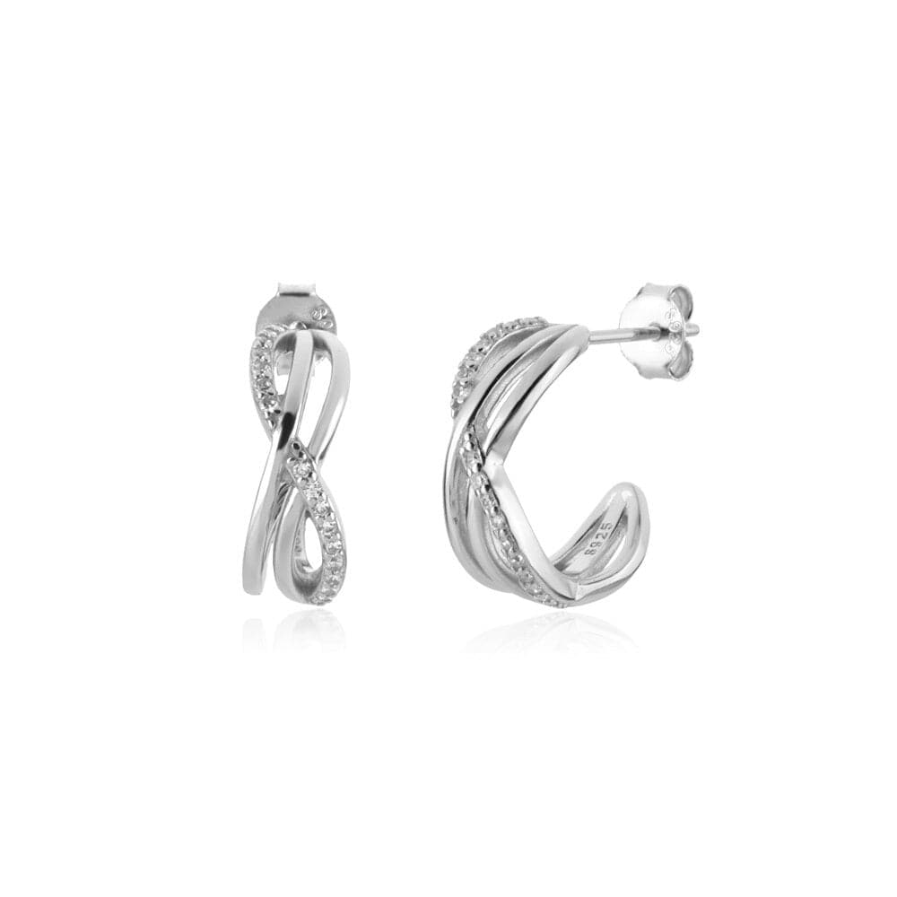 melomelo Silver Adalene - Twisted Pavé Crystal Huggie Earrings