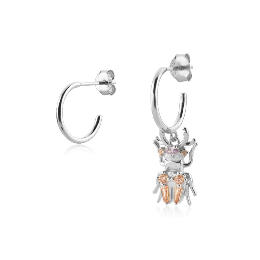 melomelo Silver Bergamo - Beetle Huggie Hoop Crystal Earrings