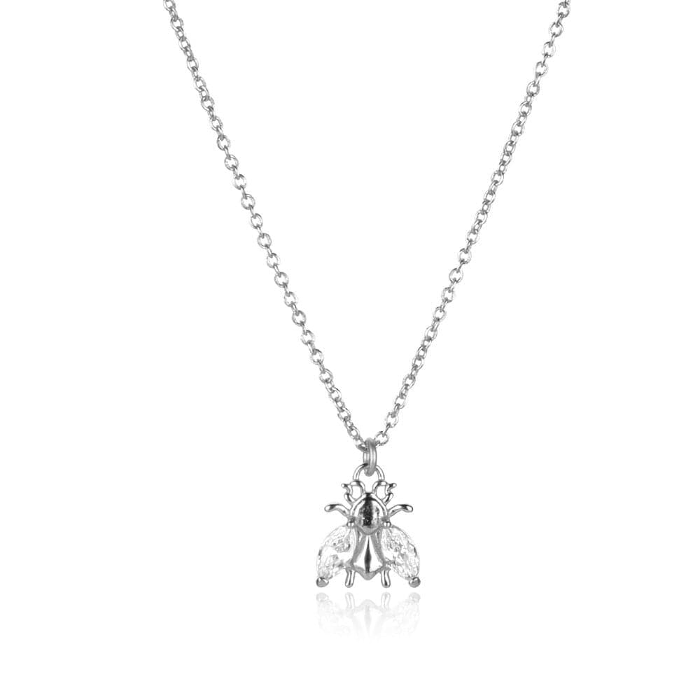 melomelo Silver / Clear Geneve - Honey Bee Crystal Charm Necklace
