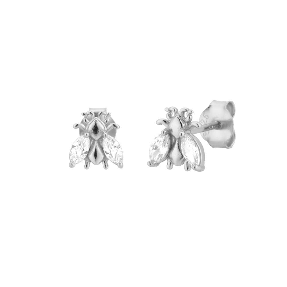 melomelo Silver / Clear Geneve - Honey Bee Crystal Stud Earrings