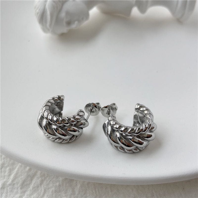 melomelo Silver Kaleb - Chunky Rope Earrings