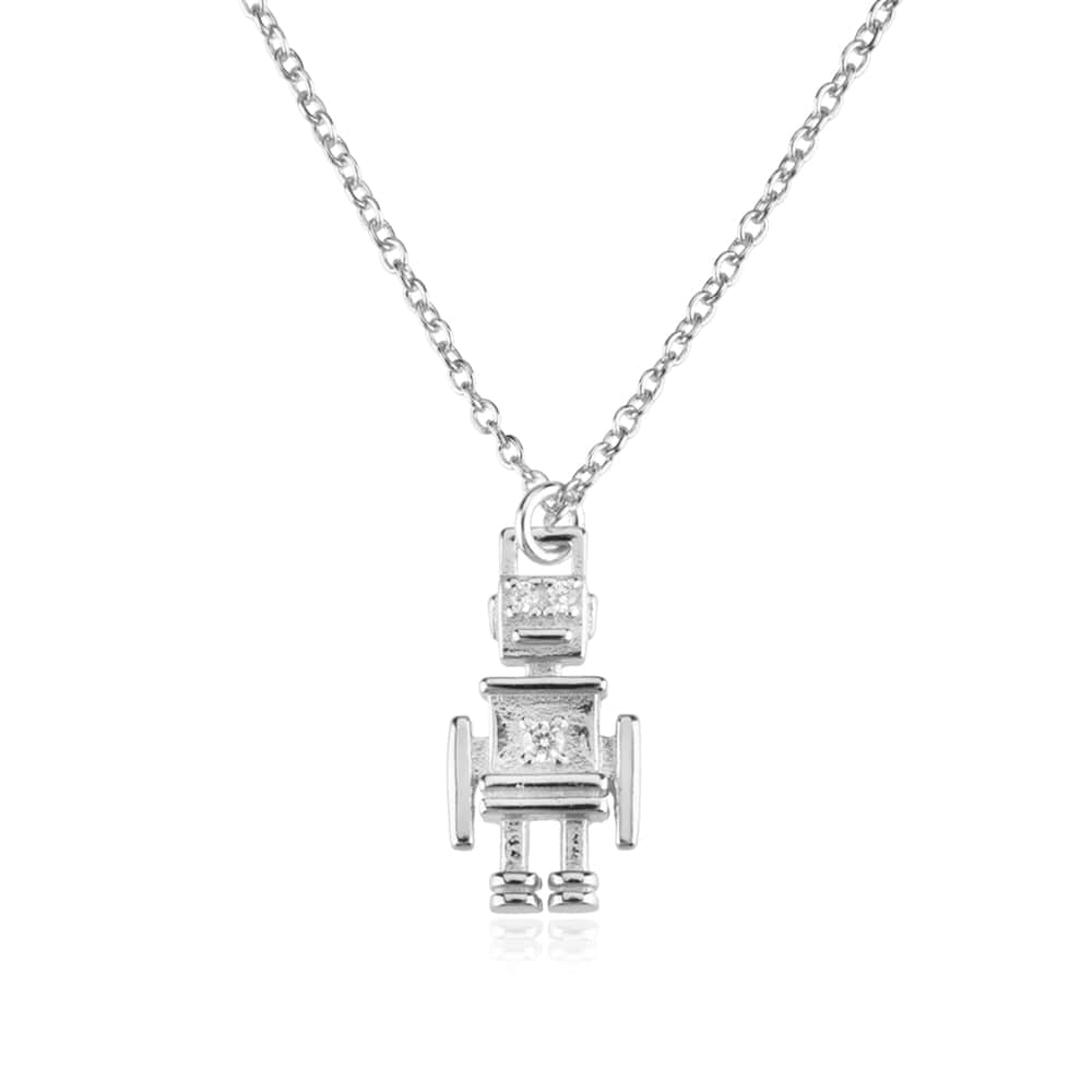 melomelo Silver / Necklace Sam - Future Robot Charm Pendant Necklace