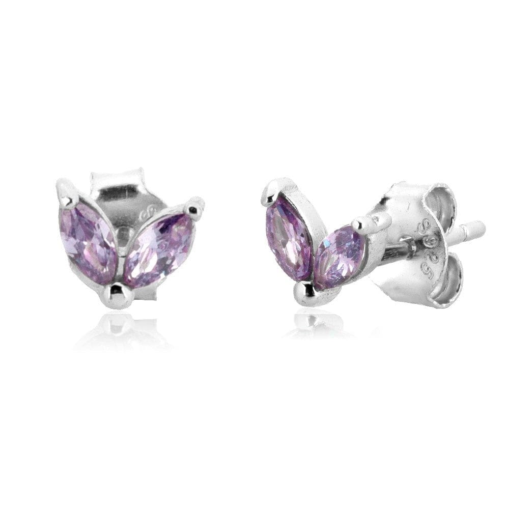 melomelo Silver / Purple Jili - Butterfly Studs