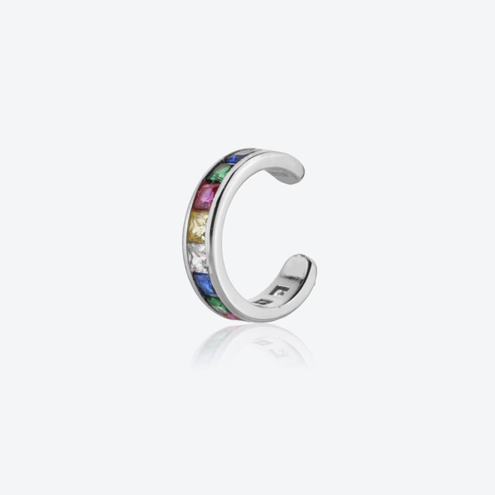 melomelo Silver / Rainbow Alencon - Baguette Crystal Pavé Wrap Cuff Different Colours