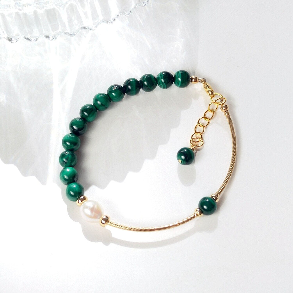 melomelo Style 2 Genuine Malachite & Pearl Bracelets