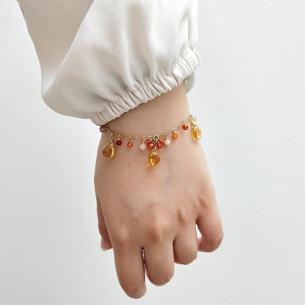 melomelo Sunburst Citrin, Agate & Sundstone Charm Bracelet