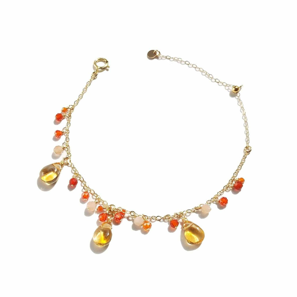 melomelo Sunburst Citrin, Agate & Sundstone Charm Bracelet