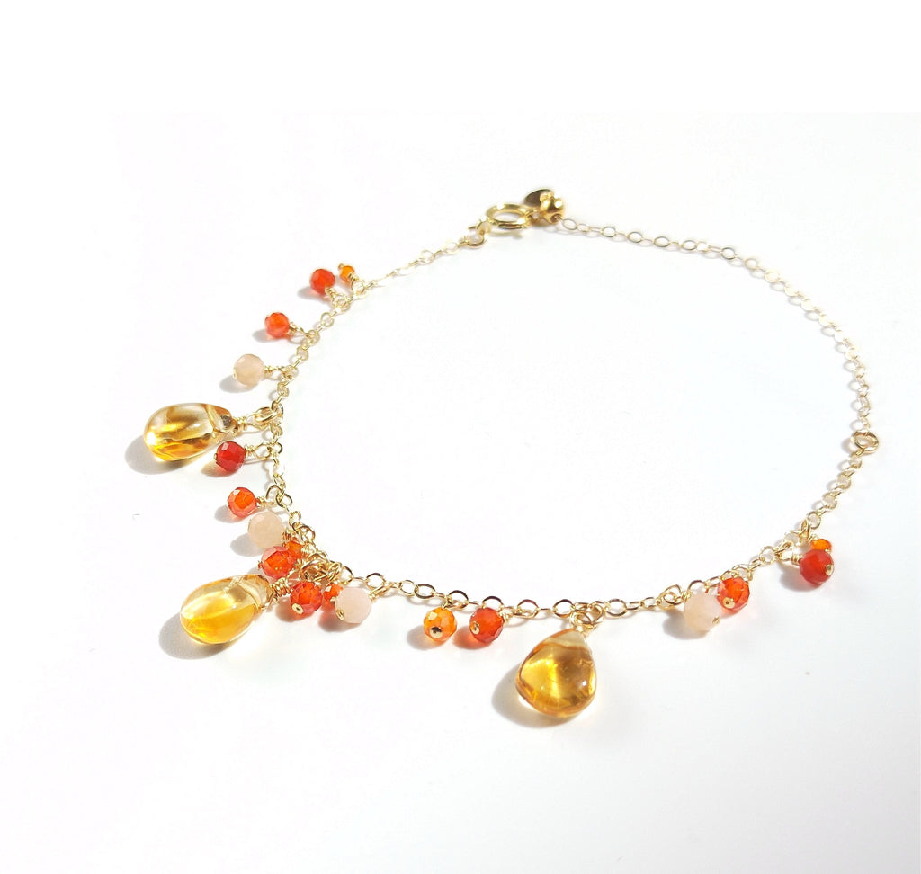 melomelo Sunburst Citrin, Agate & Sundstone Charm Bracelet