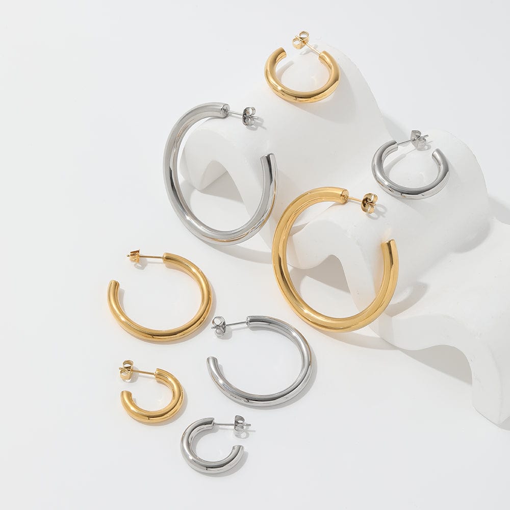 melomelo Tadeos - Polished Large Hoop Earrings 4 Sizes