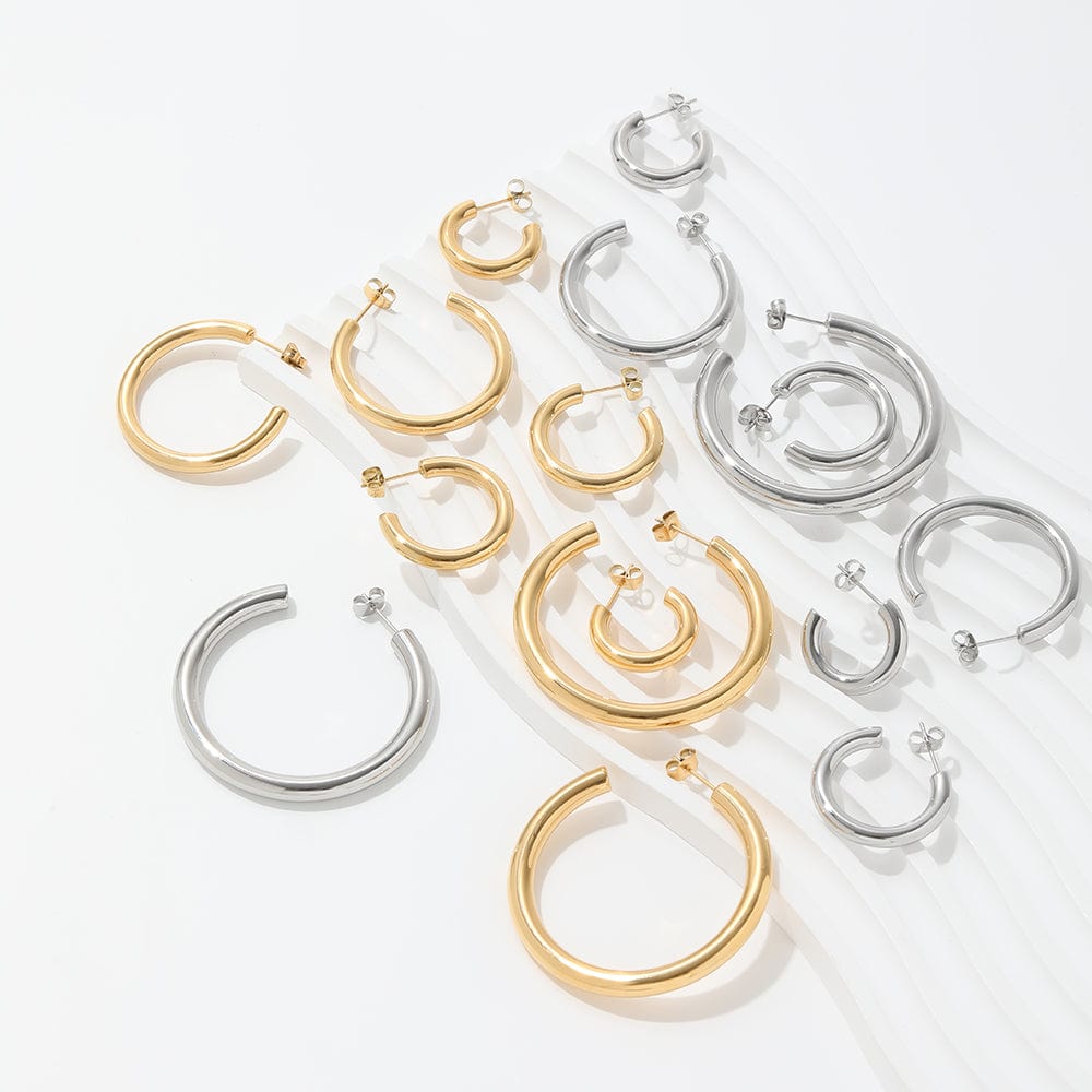 melomelo Tadeos - Polished Large Hoop Earrings 4 Sizes