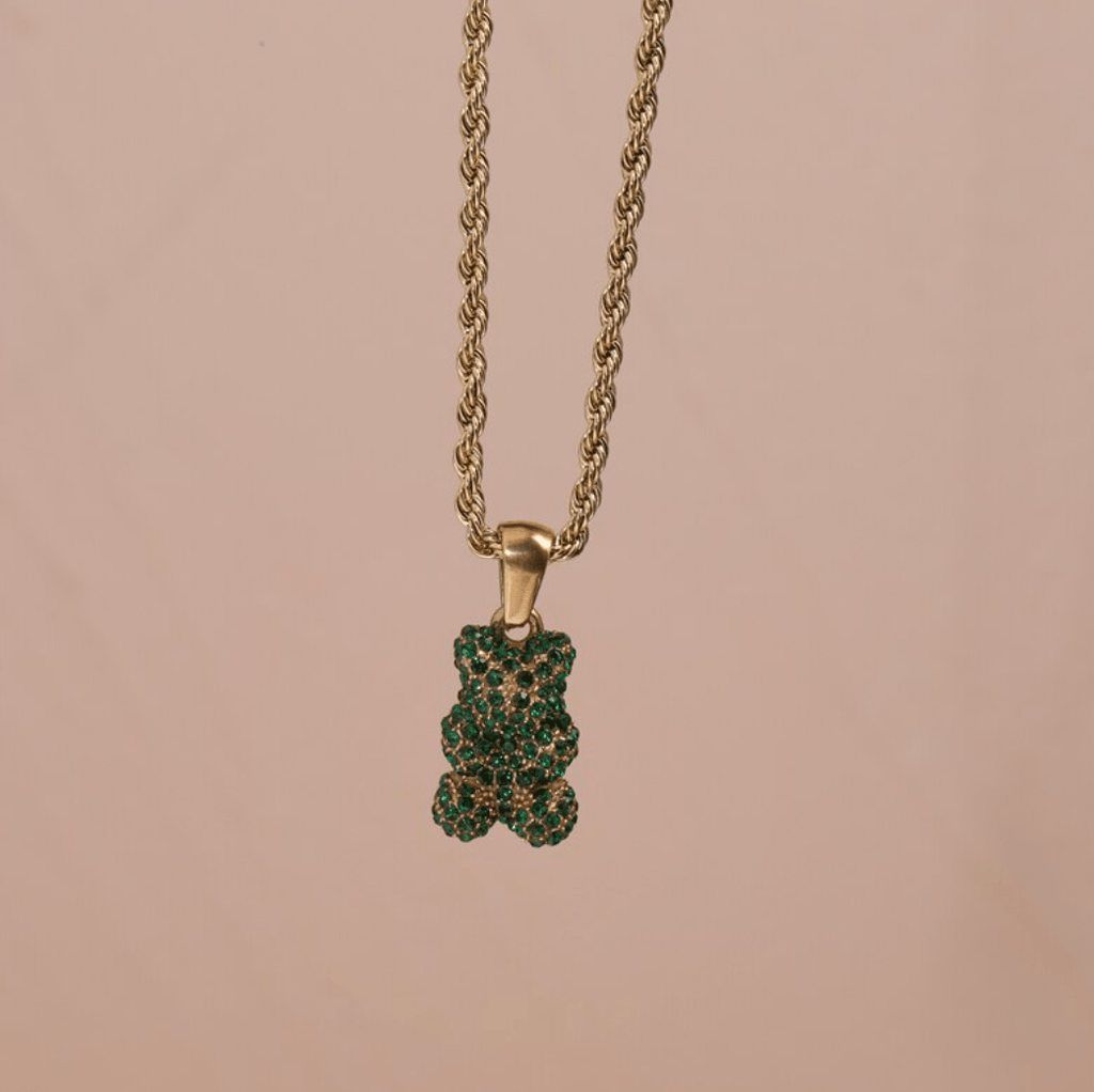 melomelo Tam - Encrusted Teddy Bear Sparkle Charm Necklace