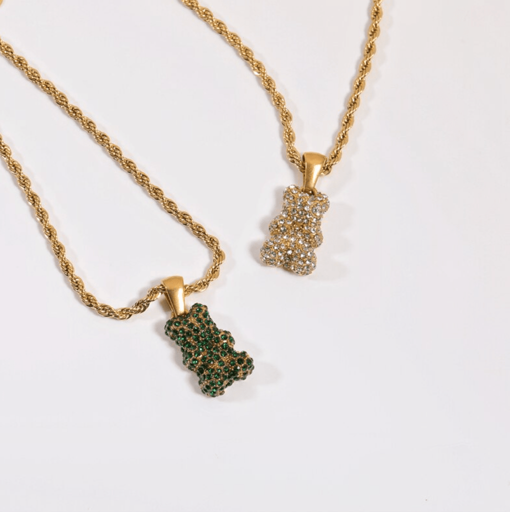 melomelo Tam - Encrusted Teddy Bear Sparkle Charm Necklace