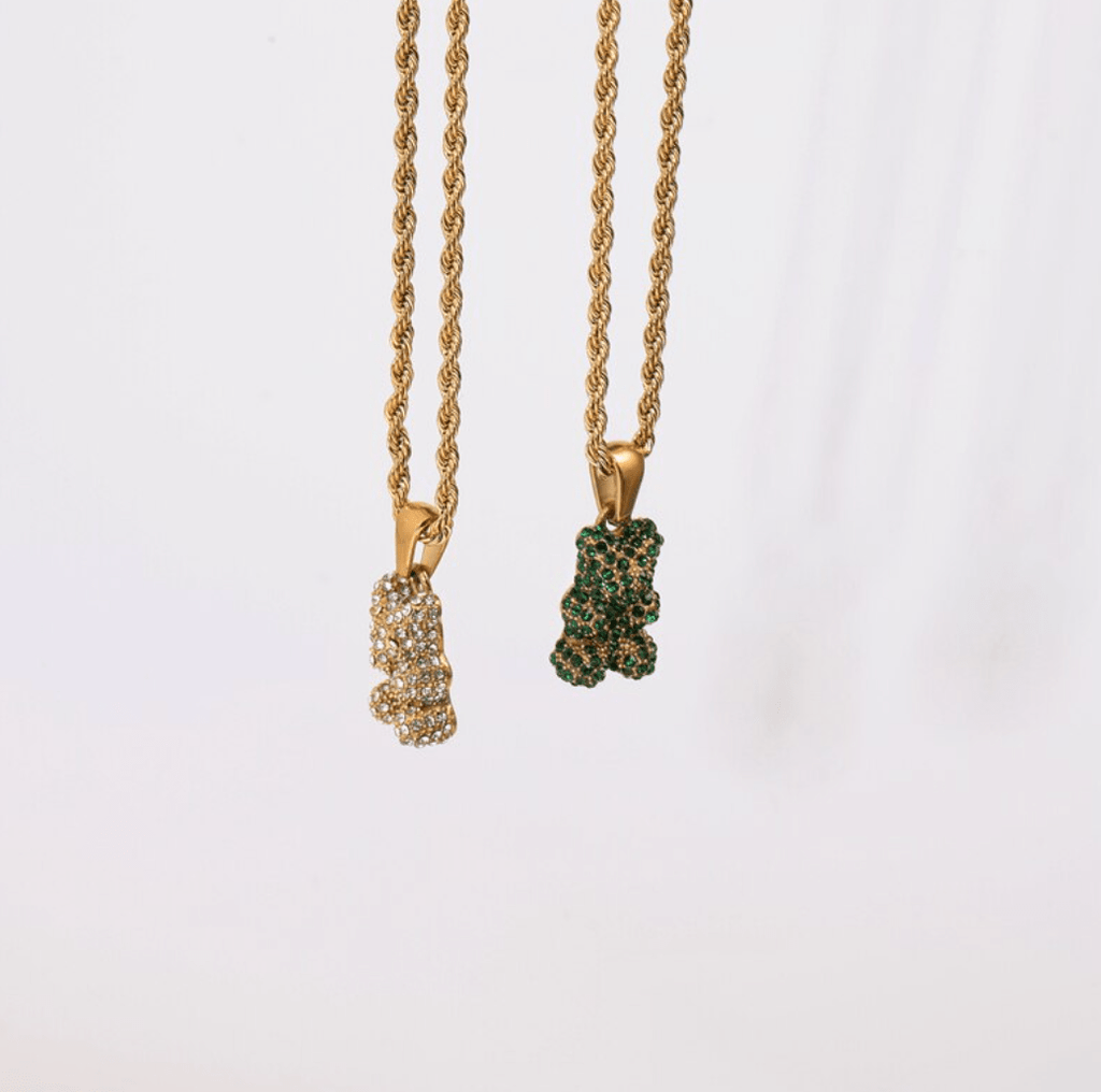 melomelo Tam - Encrusted Teddy Bear Sparkle Charm Necklace