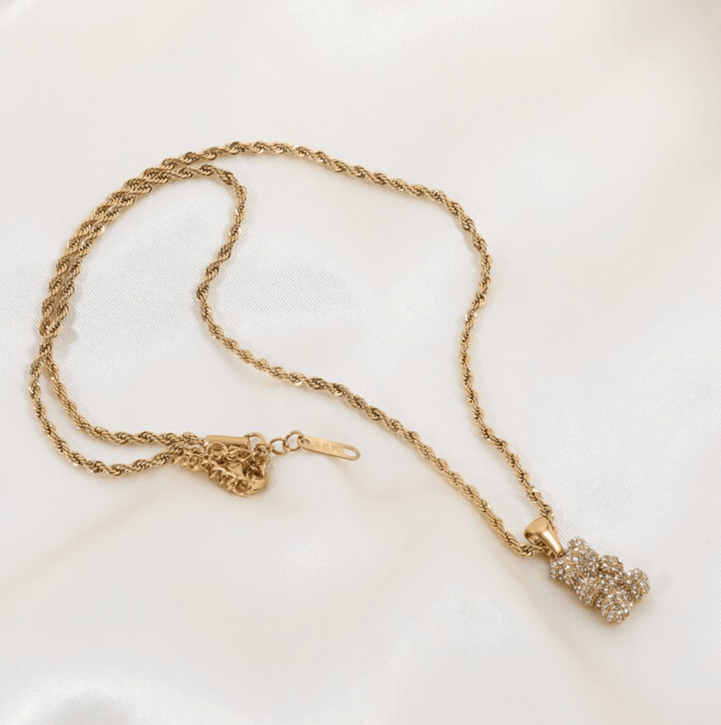 melomelo Tam - Encrusted Teddy Bear Sparkle Charm Necklace