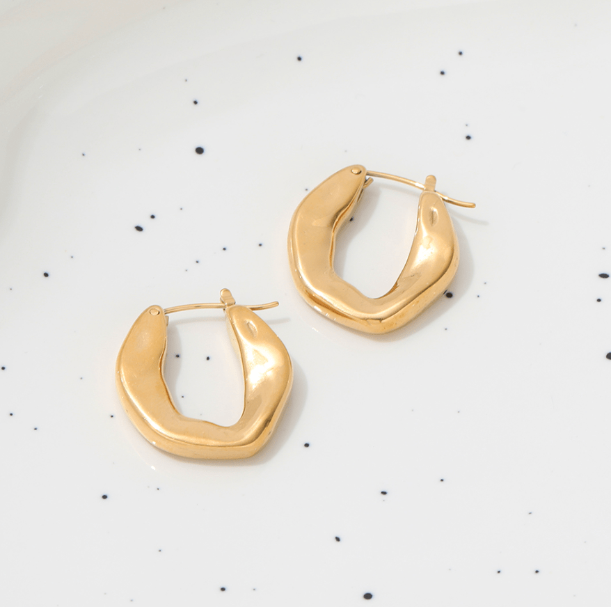 melomelo Thick U-Shape Gold Hoops