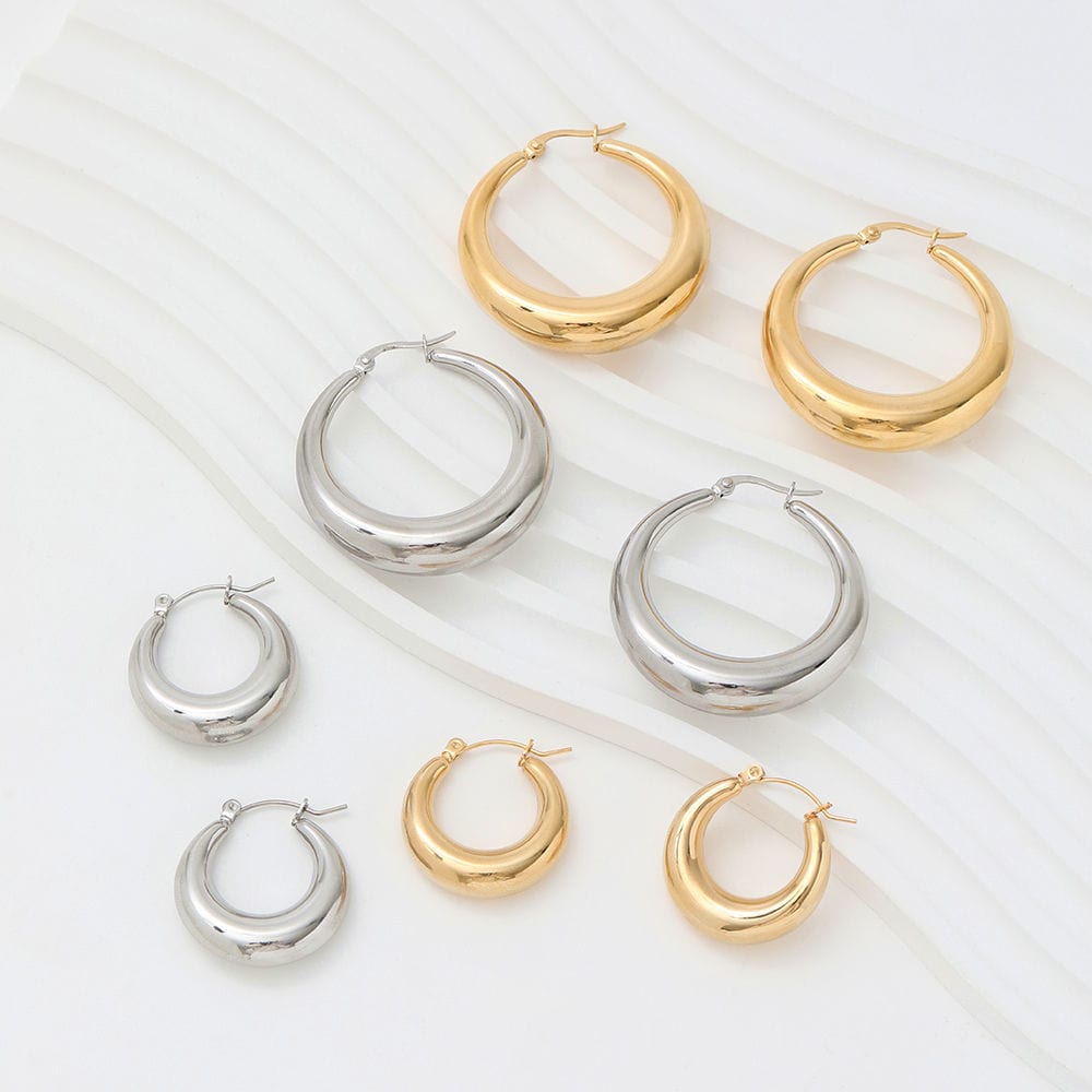 melomelo Timothy - Polished Hoop Earrings 25mm, 40mm