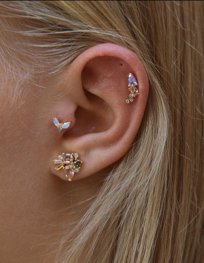 melomelo Tiny Winged Studded Earrings