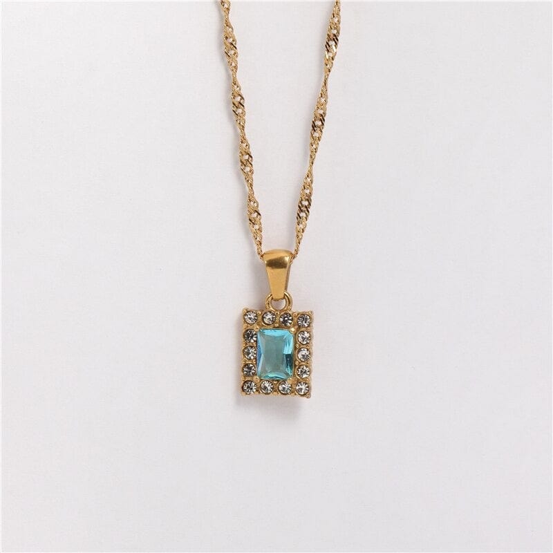 melomelo Turquoise Asia - Crystal Drop Pendant Necklaces in different Colours