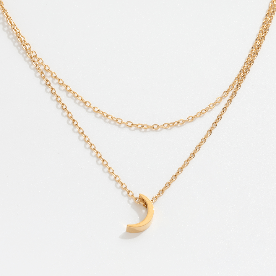 melomelo Tusya - Layering Moon Charm Pendant Necklace