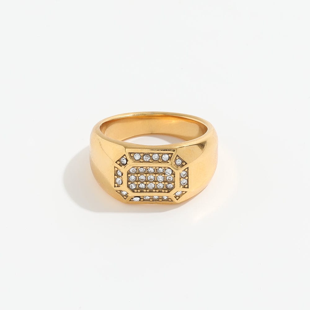 melomelo US 6 Ambria - Square Crystal Pave Signet Ring