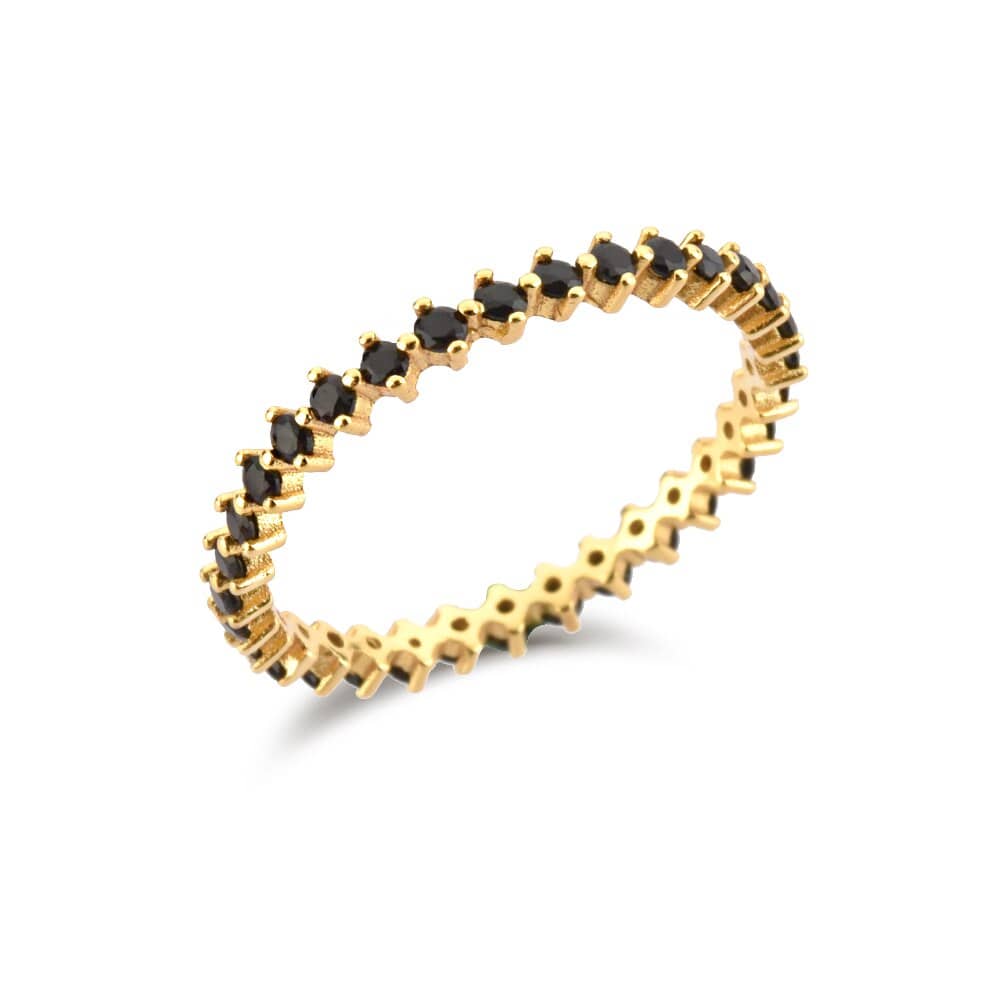 melomelo US 6 / Black - Eternity Danya - Rainbow Hammered Gold & Eternity Ring Band