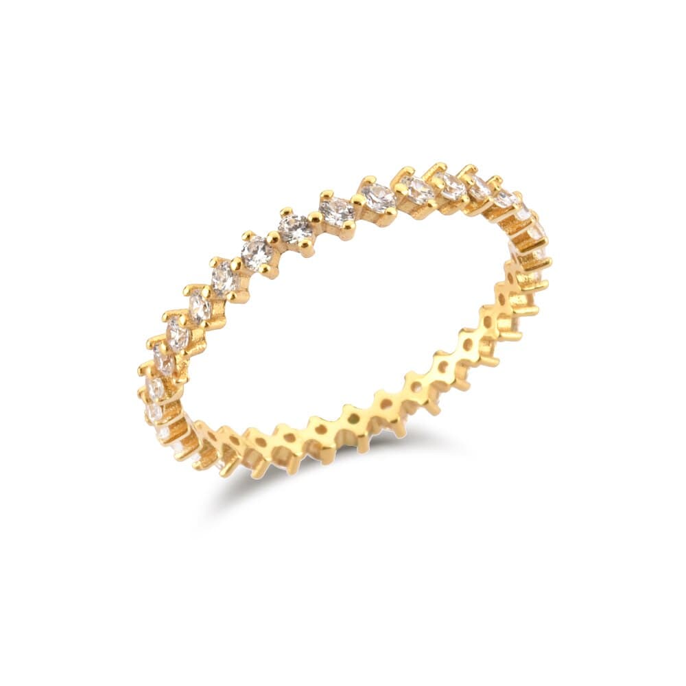 melomelo US 6 / Clear - Eternity Danya - Rainbow Hammered Gold & Eternity Ring Band