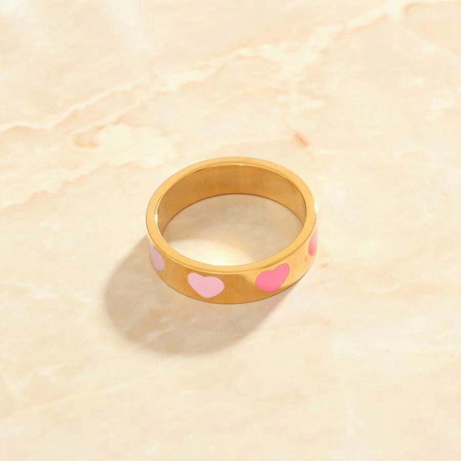 melomelo US 6 / Hearts Molly - Heart, Stars, Flowers Emaille Gold Bands