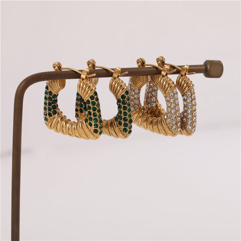 melomelo Valentina - Encrusted Square Statement Hoops