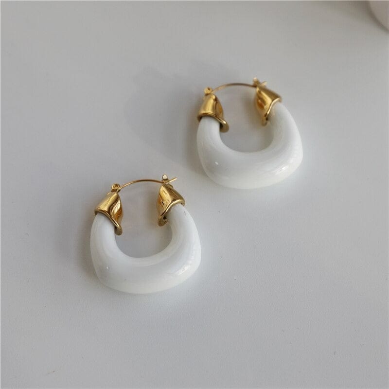 melomelo White Cyril - Acryl Glaze Hoop Earrings