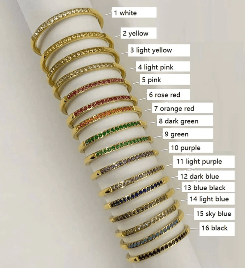 melomelo white / US 6 Rimini - Dainty Multi-Colour Gold Stacking Rings