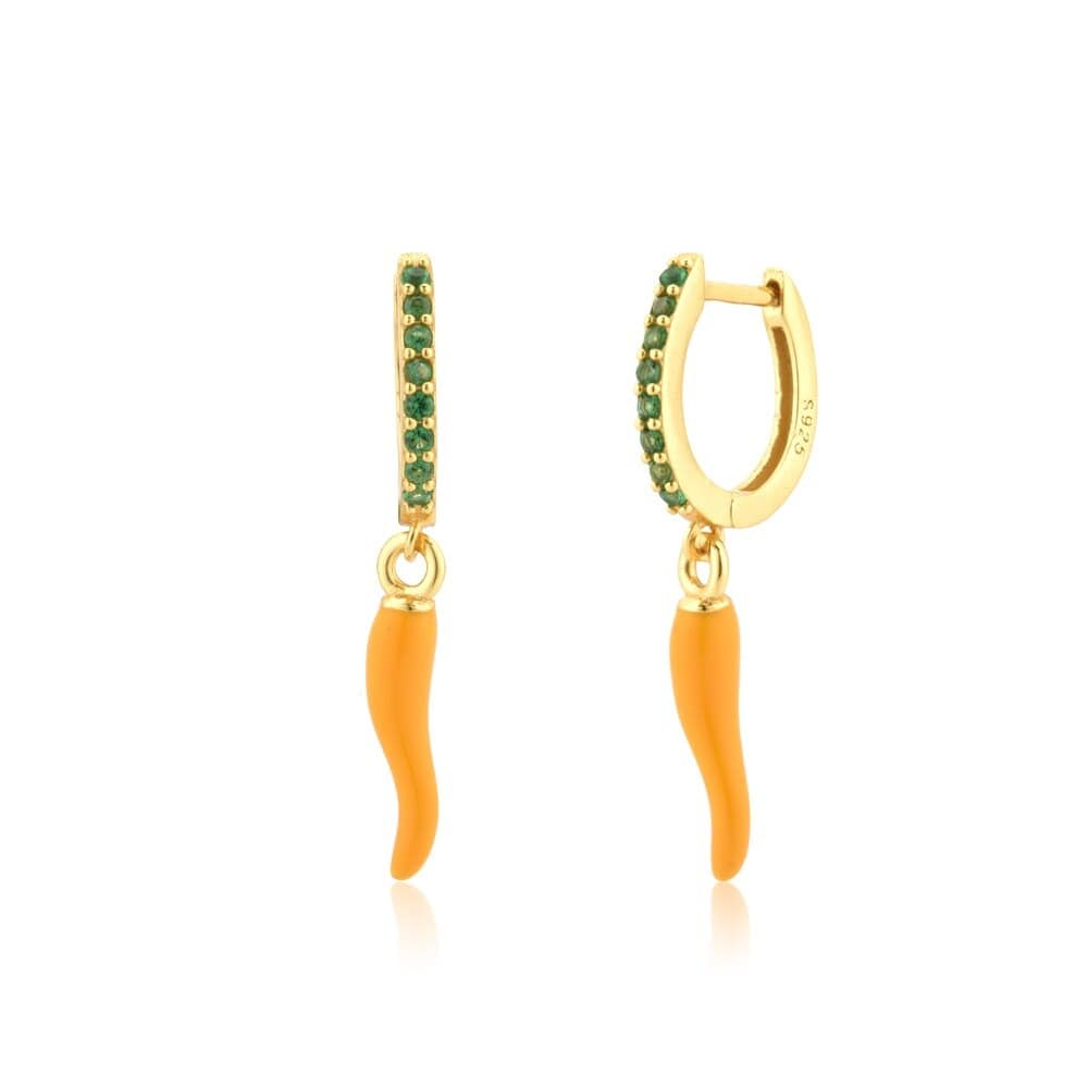 melomelo Yellow / Gold Bogy - Chilli Charm Crystal Pavé Huggy Earrings