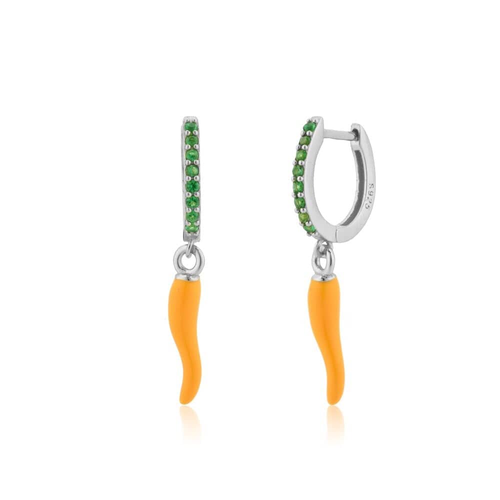 melomelo Yellow / Silver Bogy - Chilli Charm Crystal Pavé Huggy Earrings
